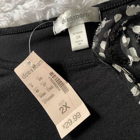 Dressbarn Black Top Size 2X NEW with Tags - Picture 6 of 7